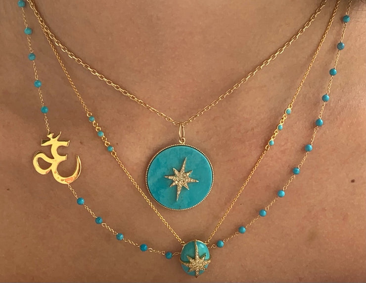 Turquoise OM beaded necklace