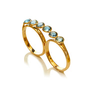 GOLD AND BLUE TOPAZ DOUBLE RING
