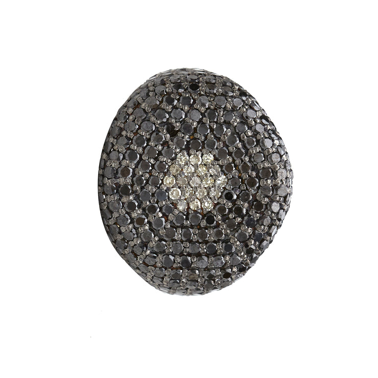 BLACK DIAMOND AND DIAMOND HEXAGON RING. SOLD . CAN BE MADE TO ORDER