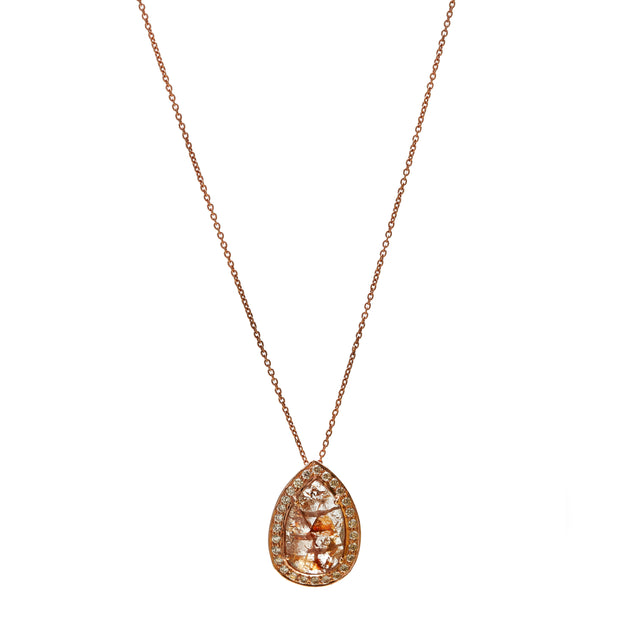ROSE GOLD CHAIN WITH SLICED DIAMOND PENDANT.SOLD. PLS ENQUIRE FOR FURTHER STOCK .