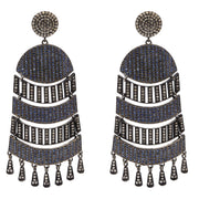 EXOTIC SAPPHIRE AND DIAMOND COCKTAIL EARRINGS.