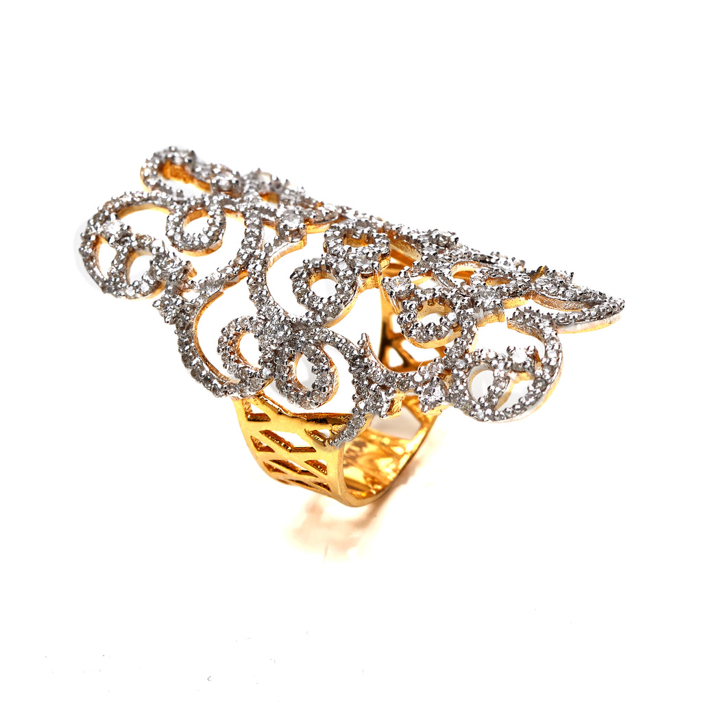 Shimmery Floral Long Ring – Andaaz Jewelers