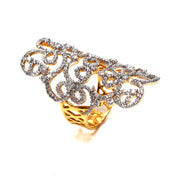 LONG GOLD AND LACE DIAMOND RING.  Can be made to order.