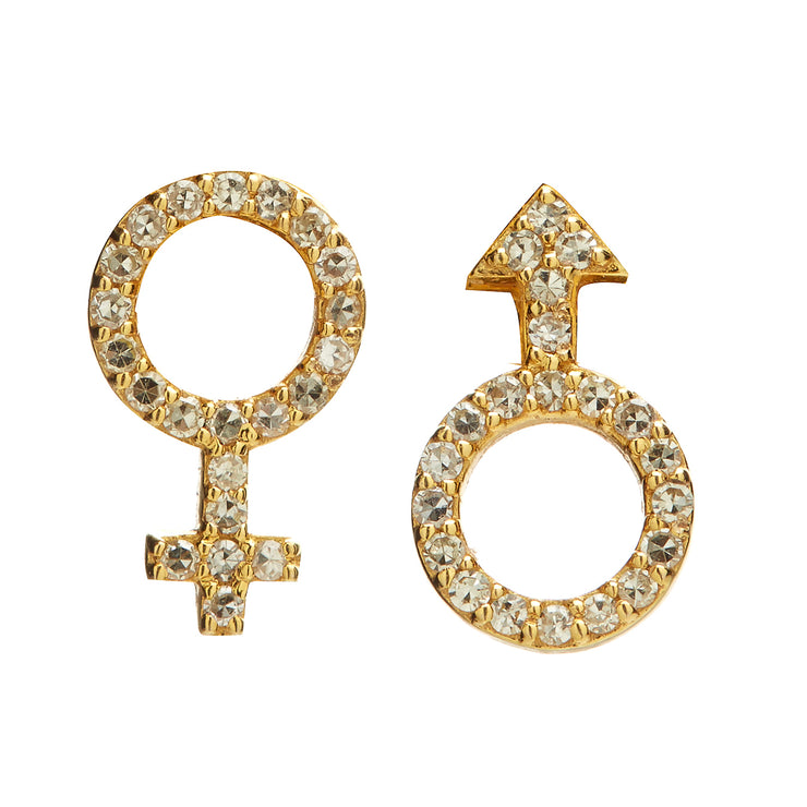 GOLD AND DIAMOND GENDER STUDS