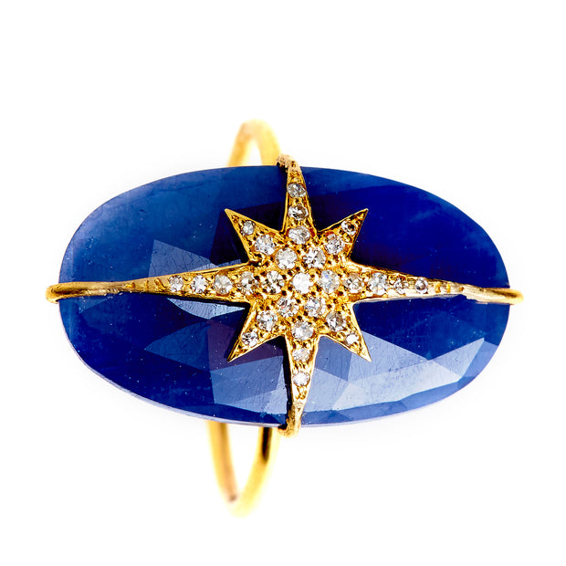 BLUE SAPPHIRE  STARBURST RING