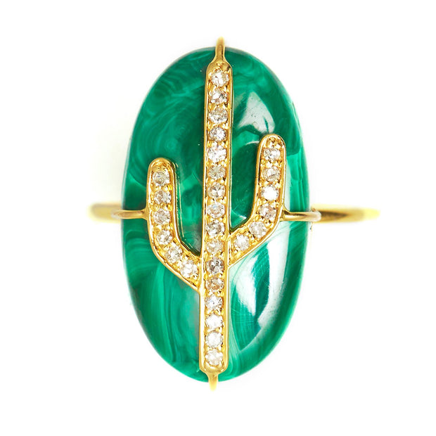 GREEN MALACHITE CACTUS RING. Out of stock . Pls enquire to order.