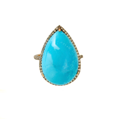 TURQUOISE TEAR-DROP RING