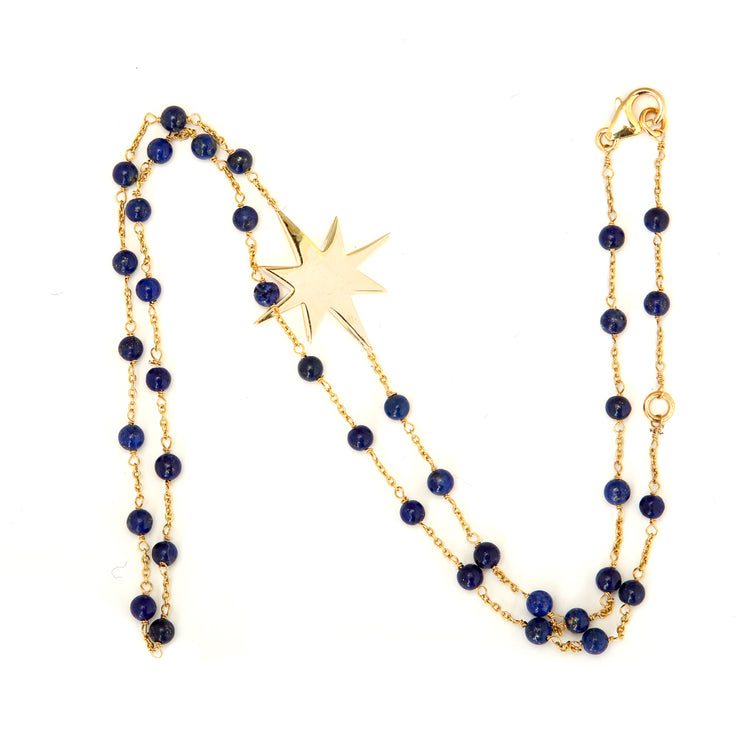 LAPIS BEADED STAR NECKLACE
